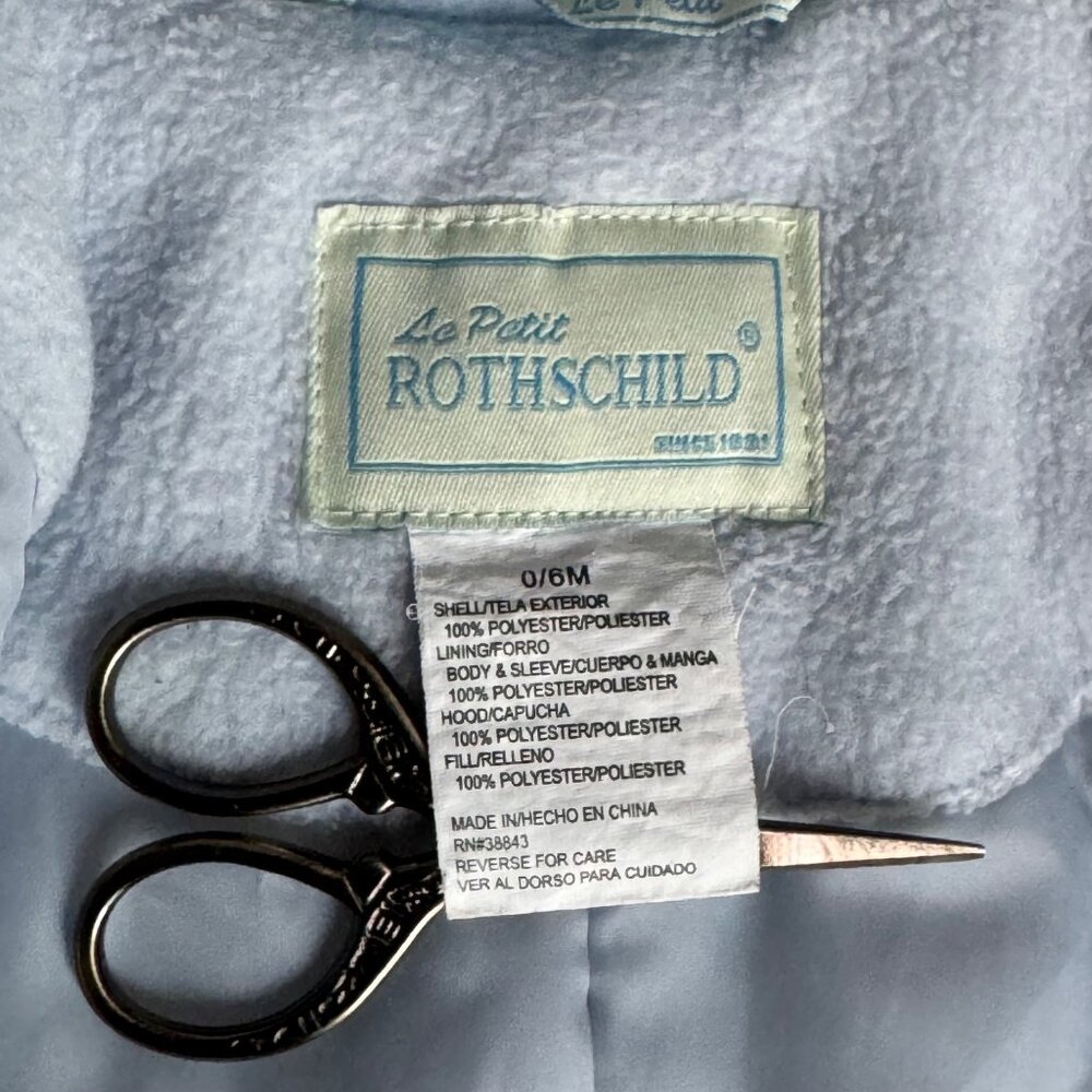 Le Petit Rothschild Infant Snowsuit 6mo Attached Mittens Booties Puffer Bunting - Picture 5 of 14